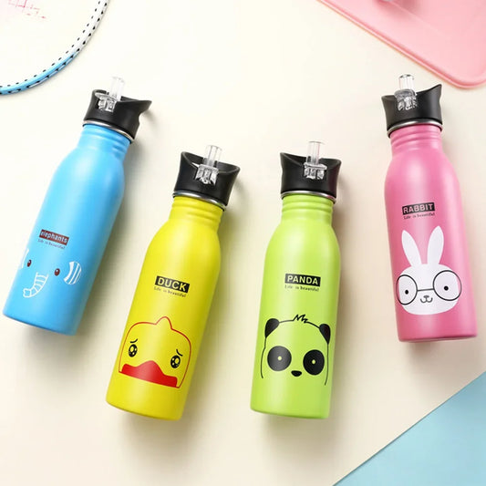 500ml Roestvrijstalen Waterfles met Rietje voor Kinderen