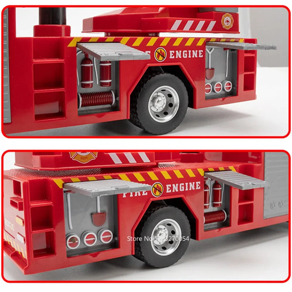 Schaalmodel Brandweerwagen van Metaal met Licht, Geluid en Openende Deuren