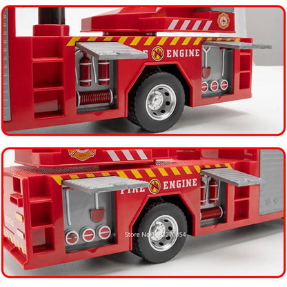 Schaalmodel Brandweerwagen van Metaal met Licht, Geluid en Openende Deuren