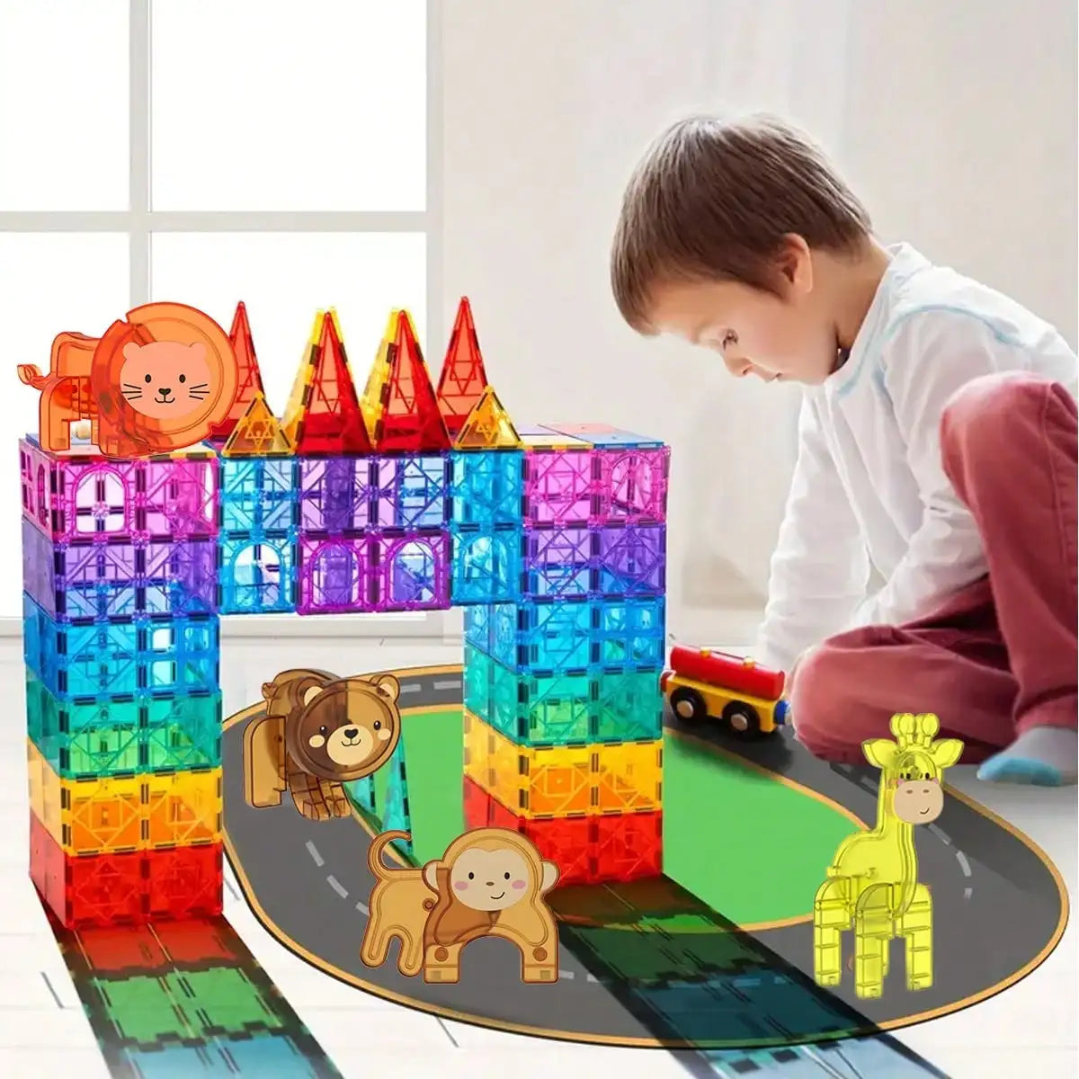 Magnetische Bouwset met Blokken, Platen en Dinosaurus Figuren