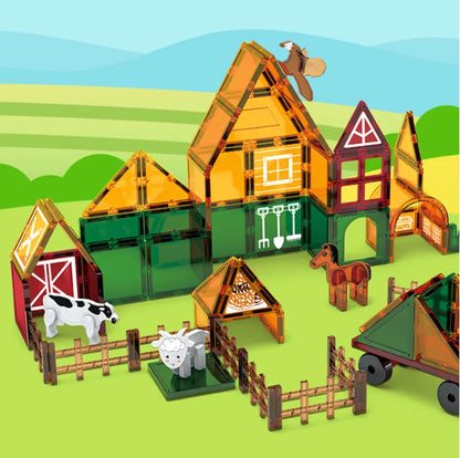 Magnetische Bouwblokken Set - Boerderijdieren & Dinosauriërs voor Kinderen