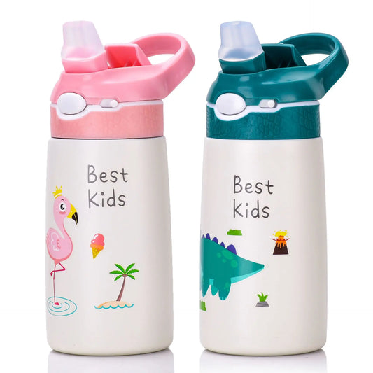 Kinder Thermosfles RVS 400ml met Tuitrietje en Handgreep