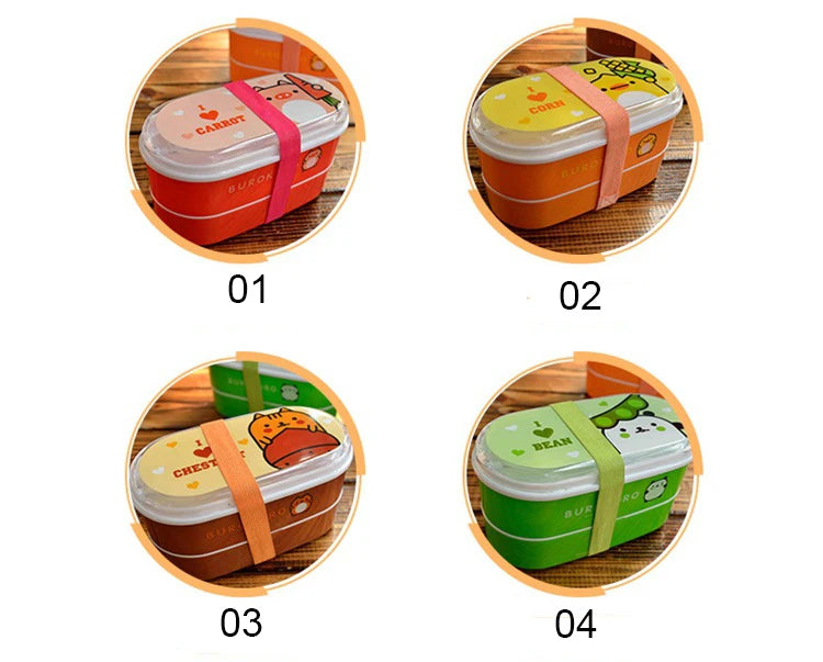 Draagbare Cartoon Lunchbox met Bestek – 600ml