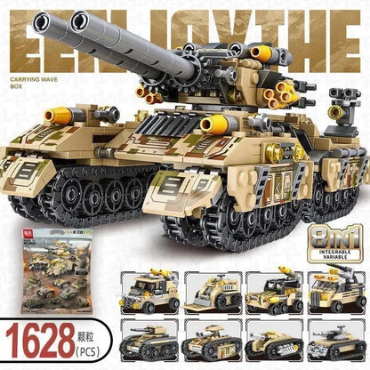 8-in-1 Militair Voertuig Bouwblokken Set | Compatibel met LEGO®