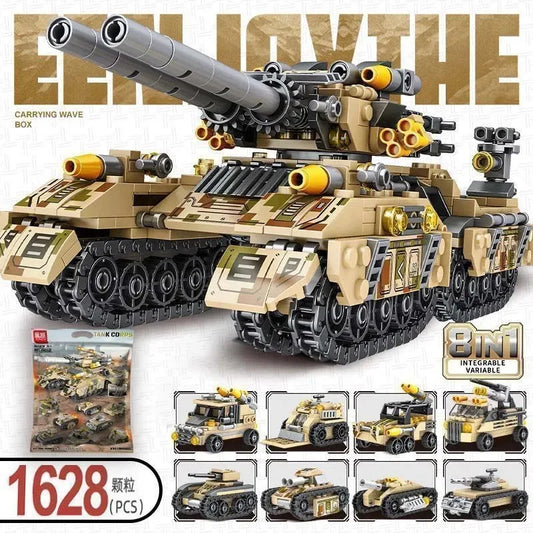 8-in-1 Militair Voertuig Bouwblokken Set | Compatibel met LEGO®