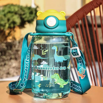 Lekvrije Waterfles 650ml voor Kinderen met Rietje en Leuke Print