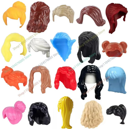 MOC Bouwblokjes Set: Haar, Hoeden en Accessoires voor Figuren