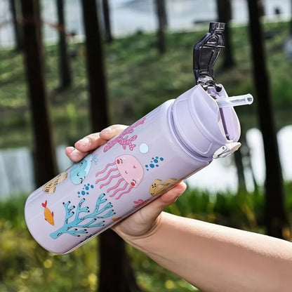 Lekvrije Dinosaurus Waterfles 750ml met Rietje voor Kinderen
