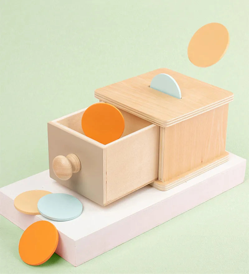 Montessori 4-in-1 Speelset: Objectpermanentie, Muntdrop, Worteloogst & Vormensorteerder
