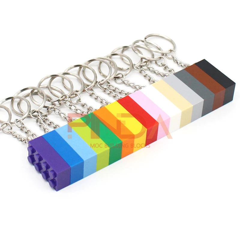 Set van 10 Sleutelhangers met Bouwblokje – Compatibel