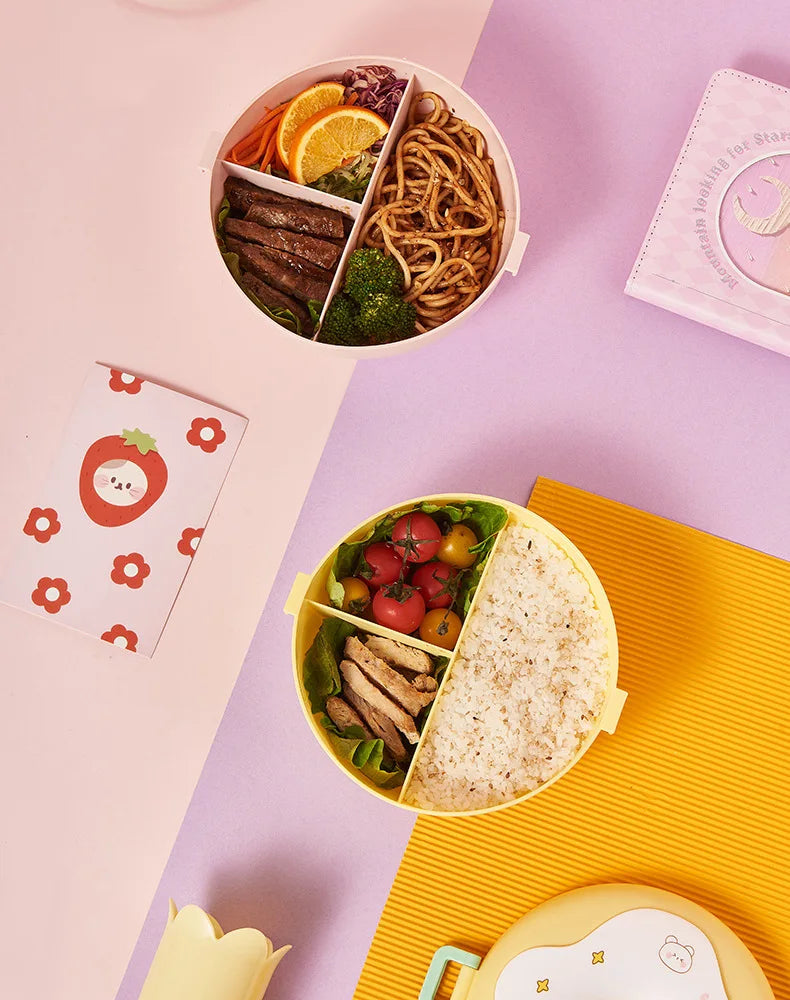 Donut Lunchbox Kind met 3 Vakken en Bestek