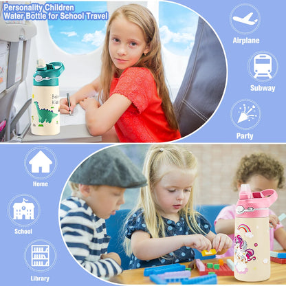 RVS Thermosfles voor Kinderen met Rietje 400ml – Lekvrij