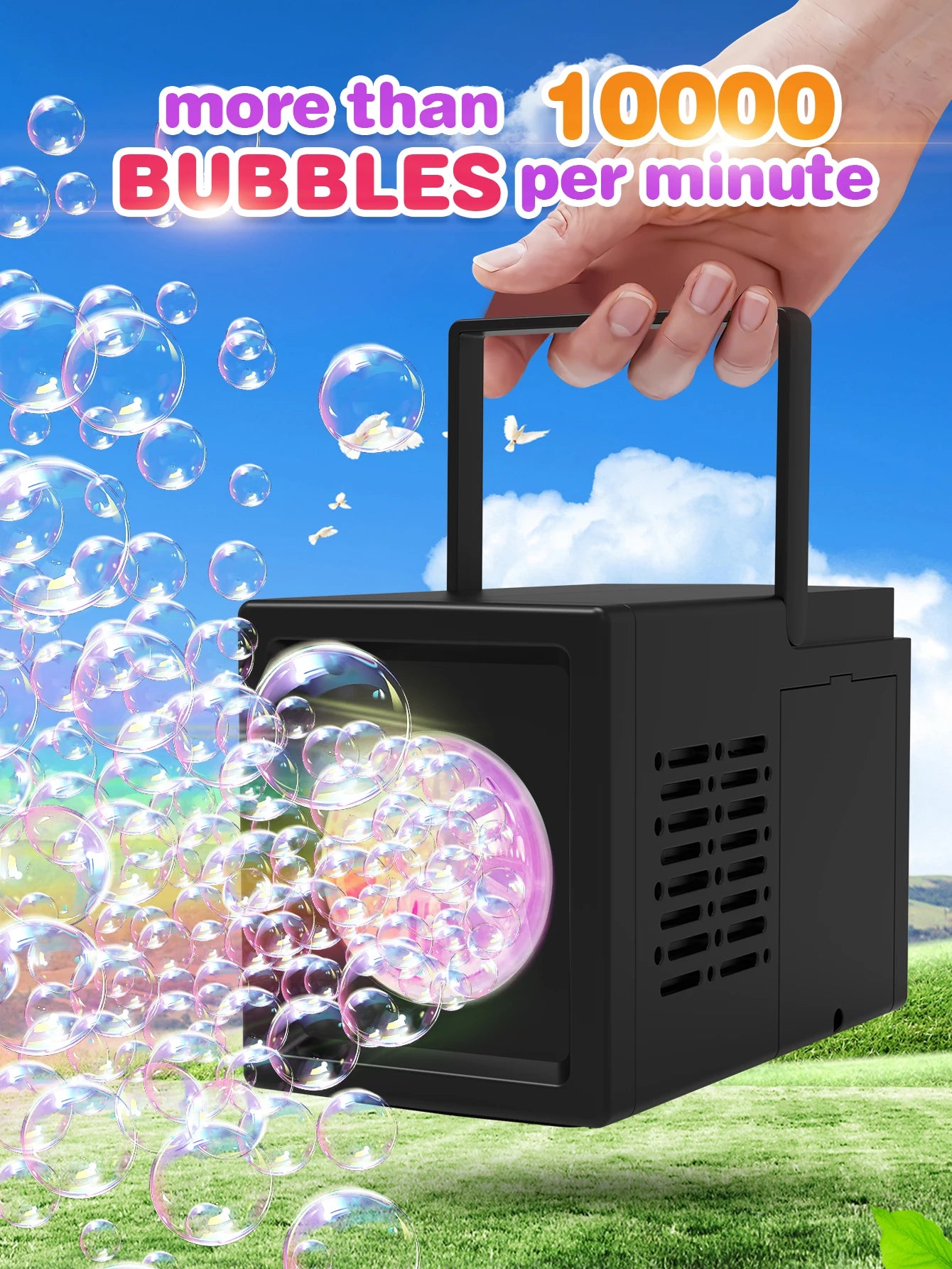 Automatische Bellenblaasmachine Handheld – 10 Gaten | Zonder Batterij en Bellenblaasvloeistof