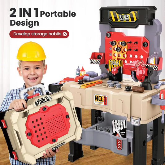 2-in-1 Kinder Speelgoed Werkbank met Gereedschap Set
