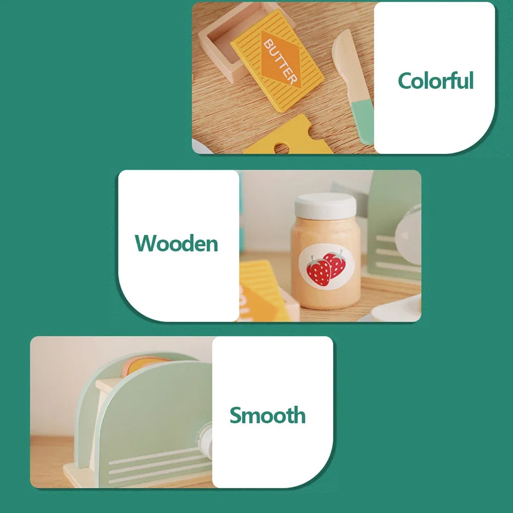 Houten Broodrooster Speelgoed Set voor Kinderen | Educatief en Veilig