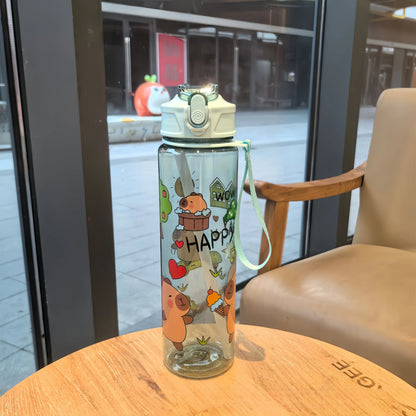 Lekvrije Kinder Waterfles met Rietje en Cartoon 800ml