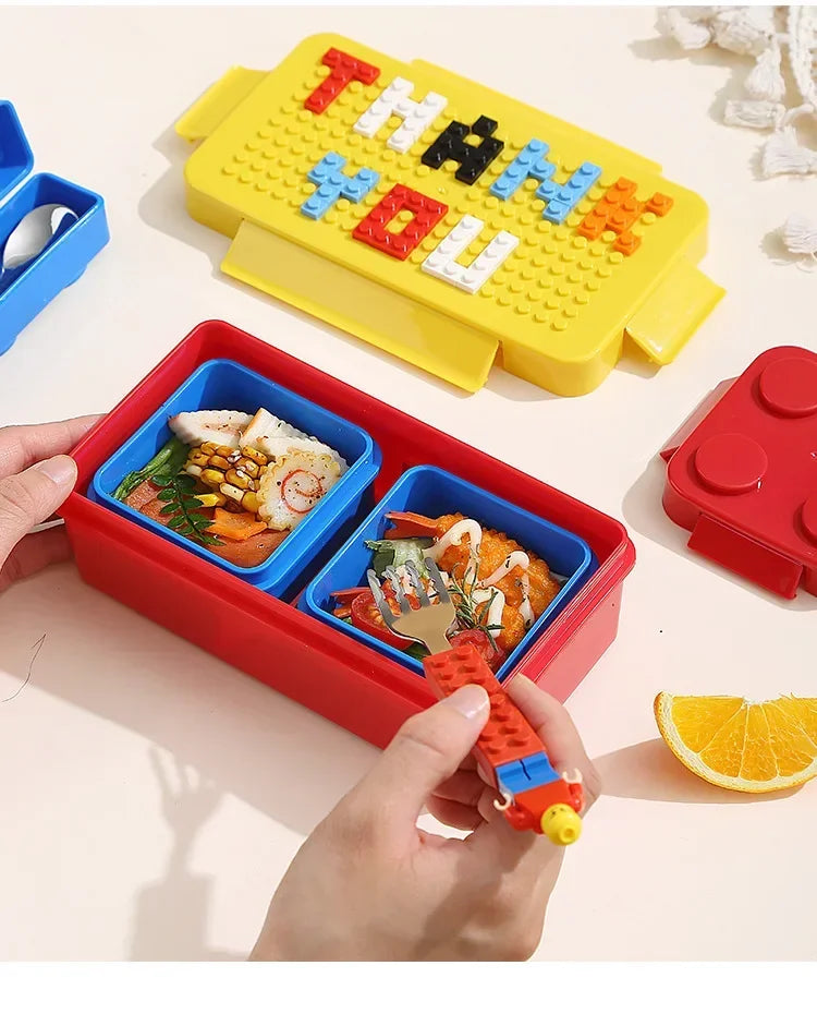 Kleurrijke Lunchbox met Bouwstenen voor Kinderen - Lekdicht en Magnetronbestendig