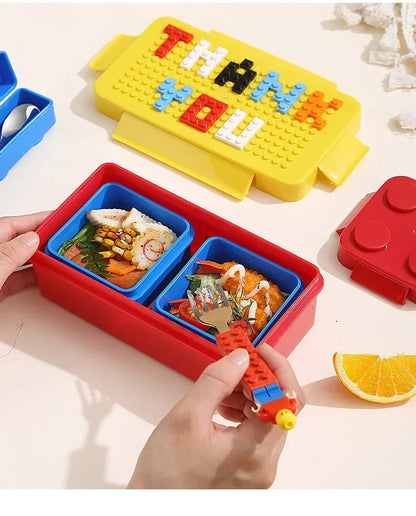 Kleurrijke Lunchbox met Bouwstenen voor Kinderen - Lekdicht en Magnetronbestendig