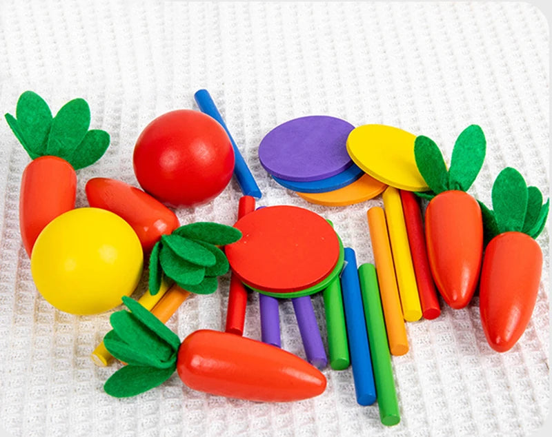 Montessori 4-in-1 Speelset: Objectpermanentie, Muntdrop, Worteloogst & Vormensorteerder