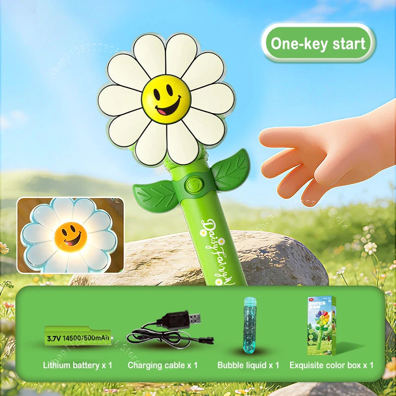 Automatische Bellenblaasstok met LED Licht en Bloemen