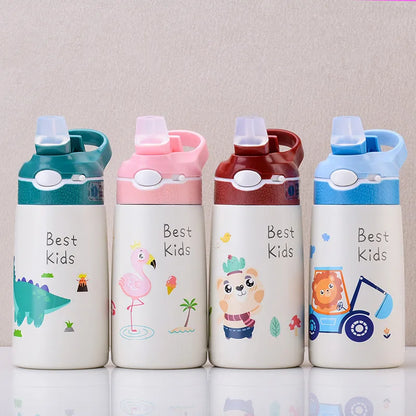 Kinder Thermosfles RVS 400ml met Tuitrietje en Handgreep