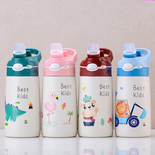 Kinder Thermosfles RVS 400ml met Tuitrietje en Handgreep