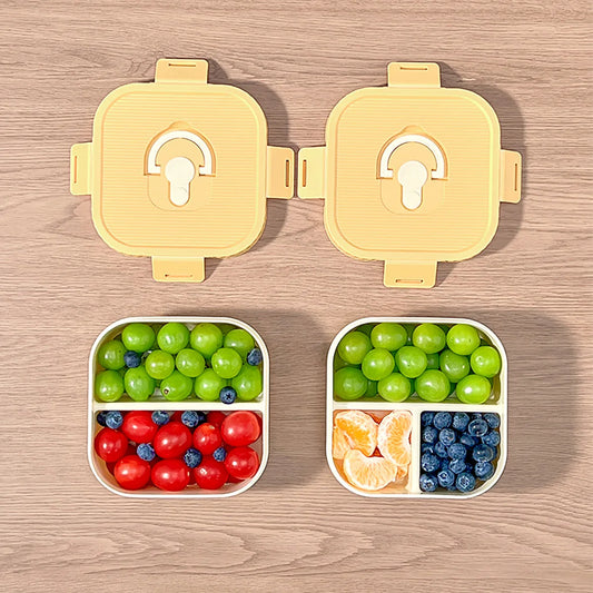 Draagbare Plastic Lunchbox met Vakken - Lekvrij & Magnetronbestendig voor Kinderen