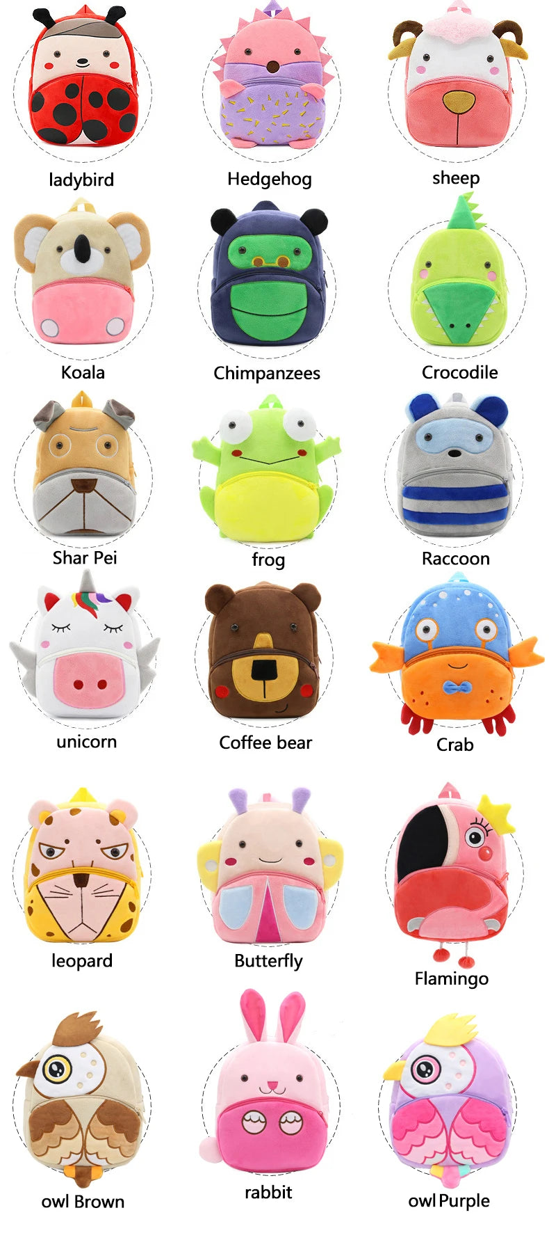 Leuke Pluchen Kinderrugzak met Dierenprint (4-6 Jaar)