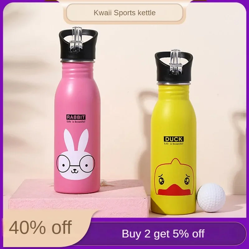 500ml Roestvrijstalen Waterfles met Rietje voor Kinderen