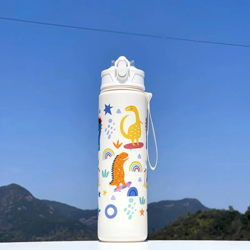 Lekvrije Dinosaurus Waterfles 750ml met Rietje voor Kinderen