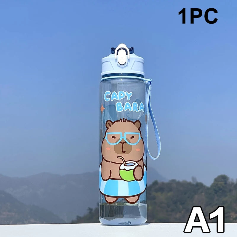 Draagbare Capybara Drinkfles met Rietje 800ml - Lekvrij voor Kinderen