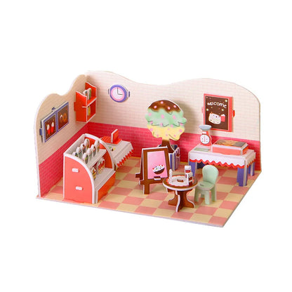 3D Papieren Puzzel – Educatief Bouwpakket Koffiehuis voor Kinderen