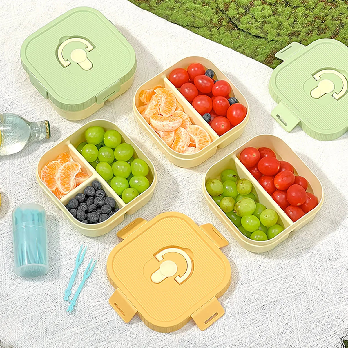 Draagbare Plastic Lunchbox met Vakken - Lekvrij & Magnetronbestendig voor Kinderen