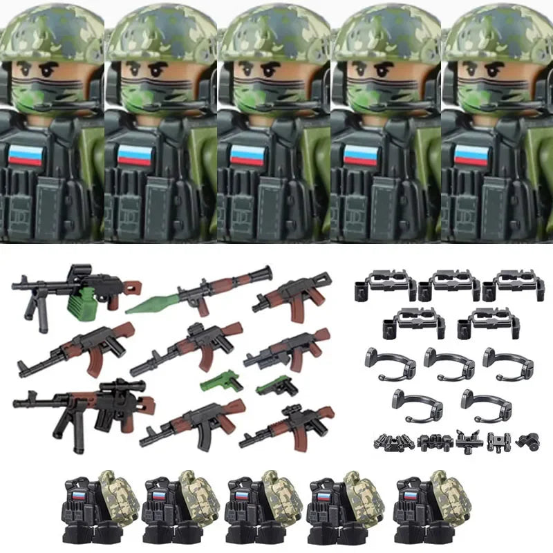 Bouwblokjes Figuren Commando Speciale Eenheid Leger met Wapens en Accessoires