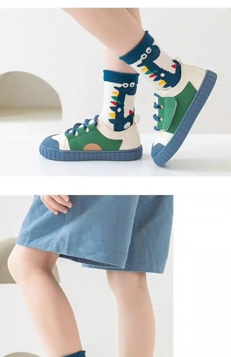 5 Paar Unisex Kindersokken met Dinosaurus-design