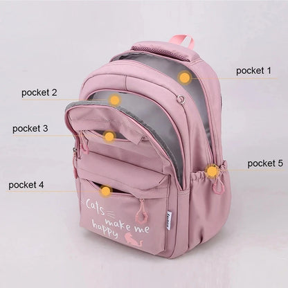 Roze Schooltas Rugzak voor Meisjes en Tieners