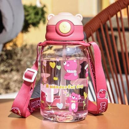 Lekvrije Waterfles 650ml voor Kinderen met Rietje en Leuke Print