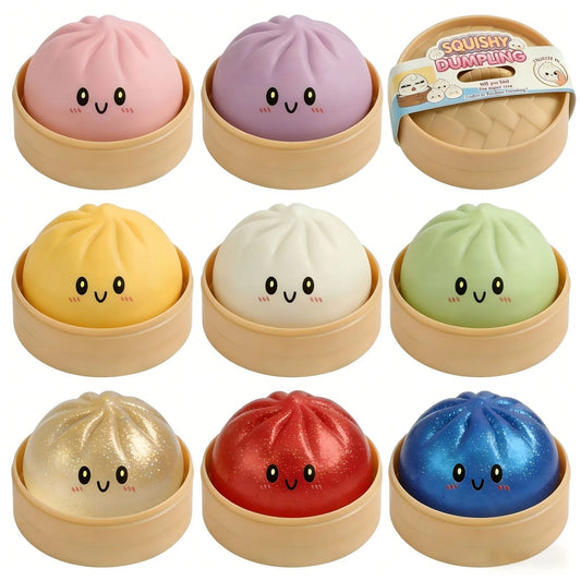 Squishy Knijpbeestje Dumpling met Lachend Gezicht voor Stressvermindering