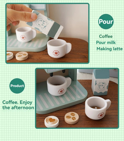 Houten Speelgoed Koffiezetapparaat Set met Koekjes