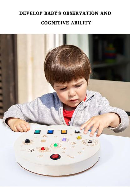 Houten Speelbord met LED Lichtschakelaars voor Kinderen 3-6 Jaar