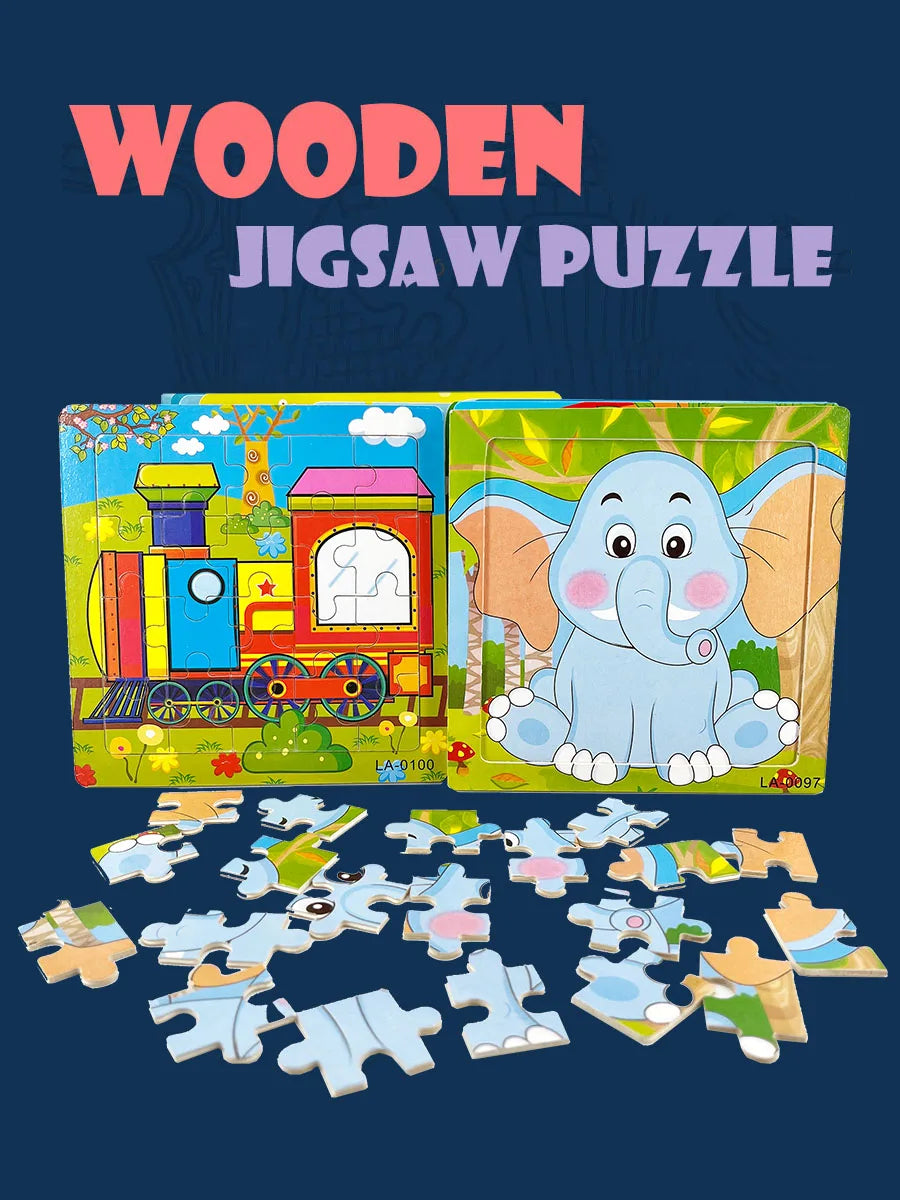 Houten Legpuzzel voor Kinderen - Dieren en Voertuigen