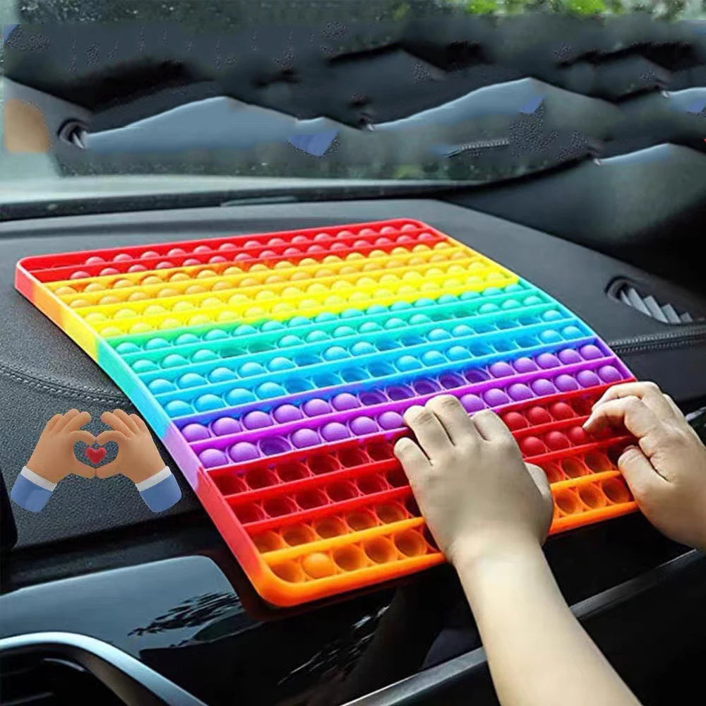 Groot Regenboog Pop-It Fidget Speelgoed – 30 cm – Tegen Stress en Verveling