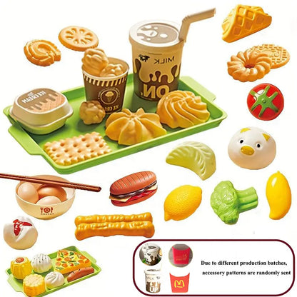 Speelkeukenset voor kinderen met gesimuleerd eten