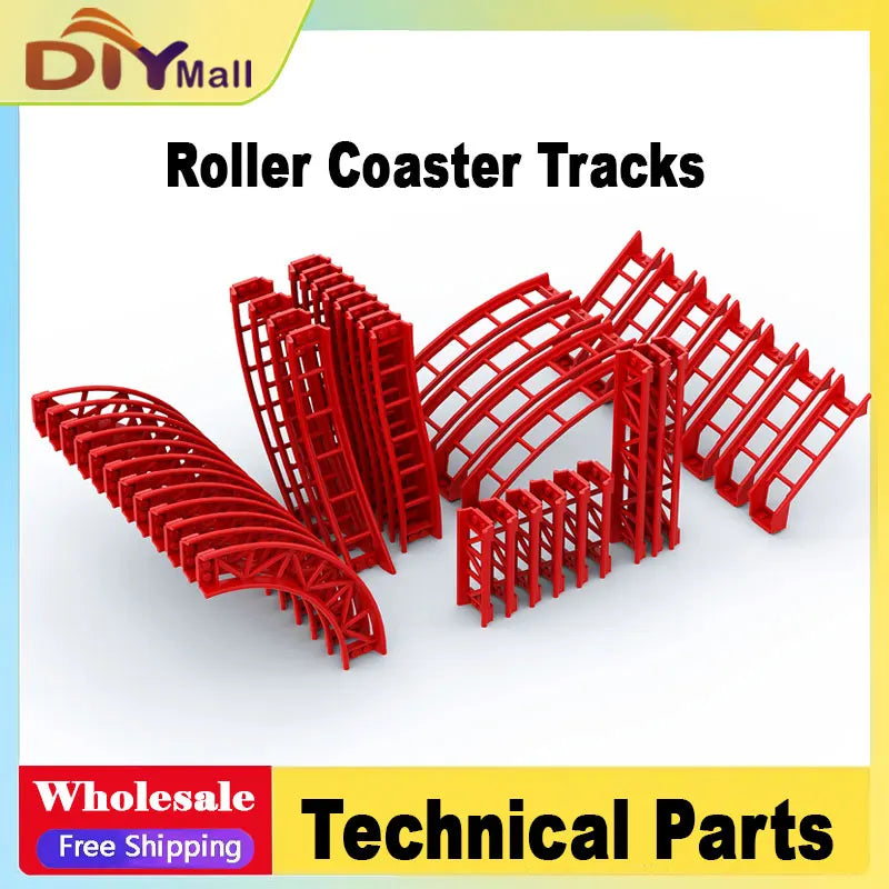10 Stuks Achtbaan Rails Bouwblokken – Compatibel met bekende bouwsteentjes