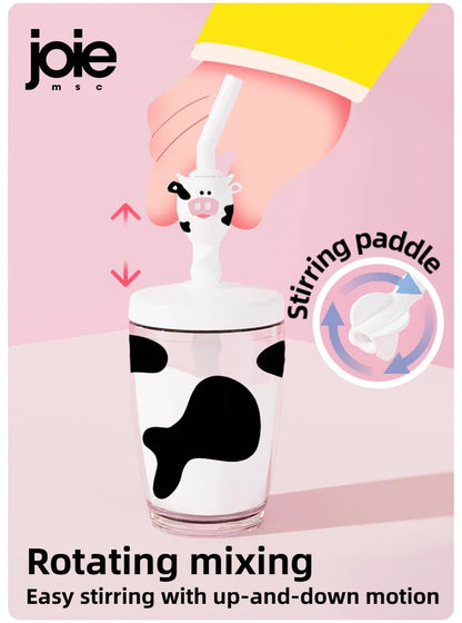 Joie Mixbeker met Rietje – Plastic Beker met Dieren Cartoon voor Kinderen