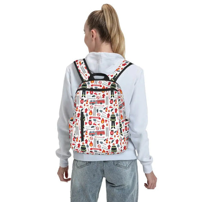Unisex Schooltas met Brandweerwagen Patroon