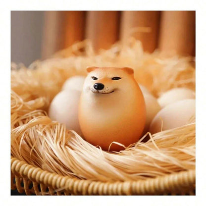 Shiba Inu beeldje in ei-vorm voor op je bureau