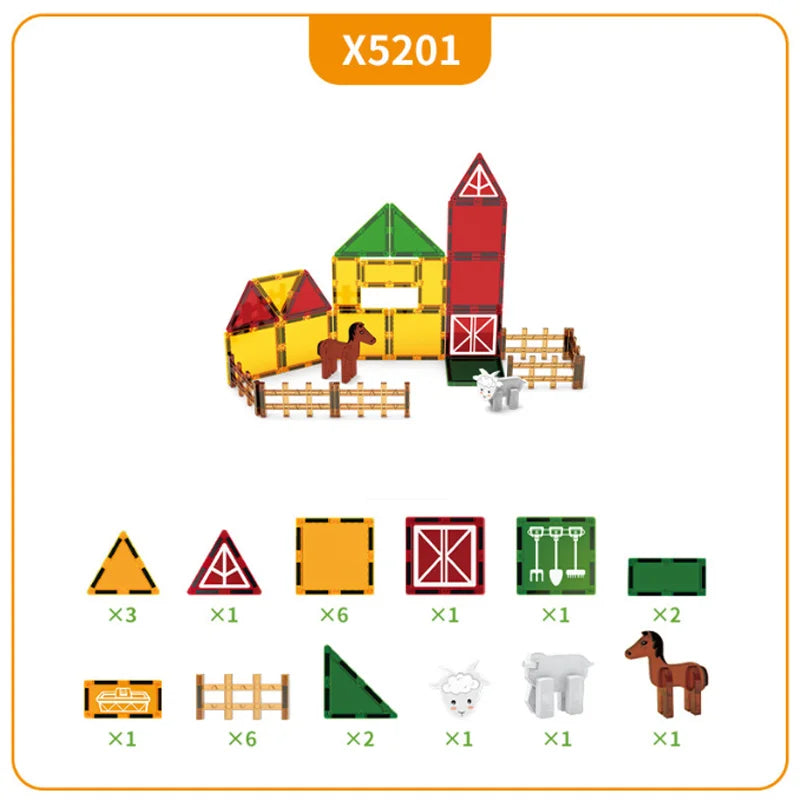 Magnetische Bouwblokken Set - Boerderijdieren & Dinosauriërs voor Kinderen