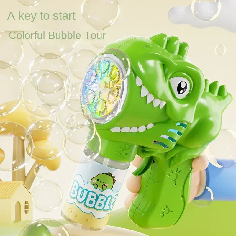 Automatische Dinosaurier Bellenblaas Machine met Licht en 6 Gaten