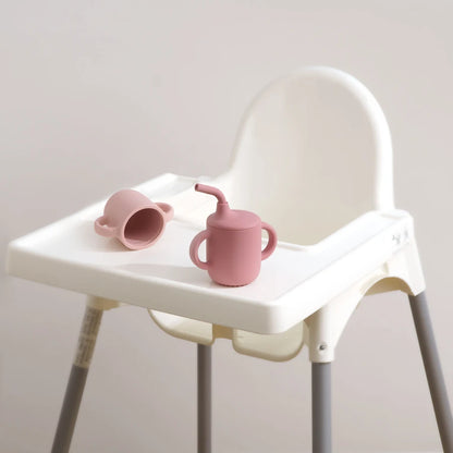 Baby Leren Drinkbeker met Rietje - Siliconen en Comfortabele Handvatten